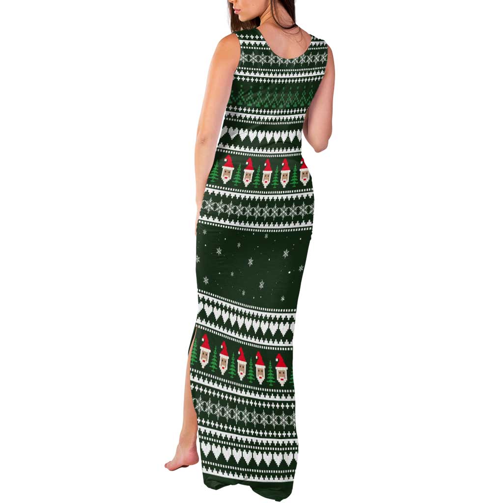 Sloth Christmas Tank Maxi Dress with Santa Hat, Presents, and Festive Pattern - Wonder Print Shop