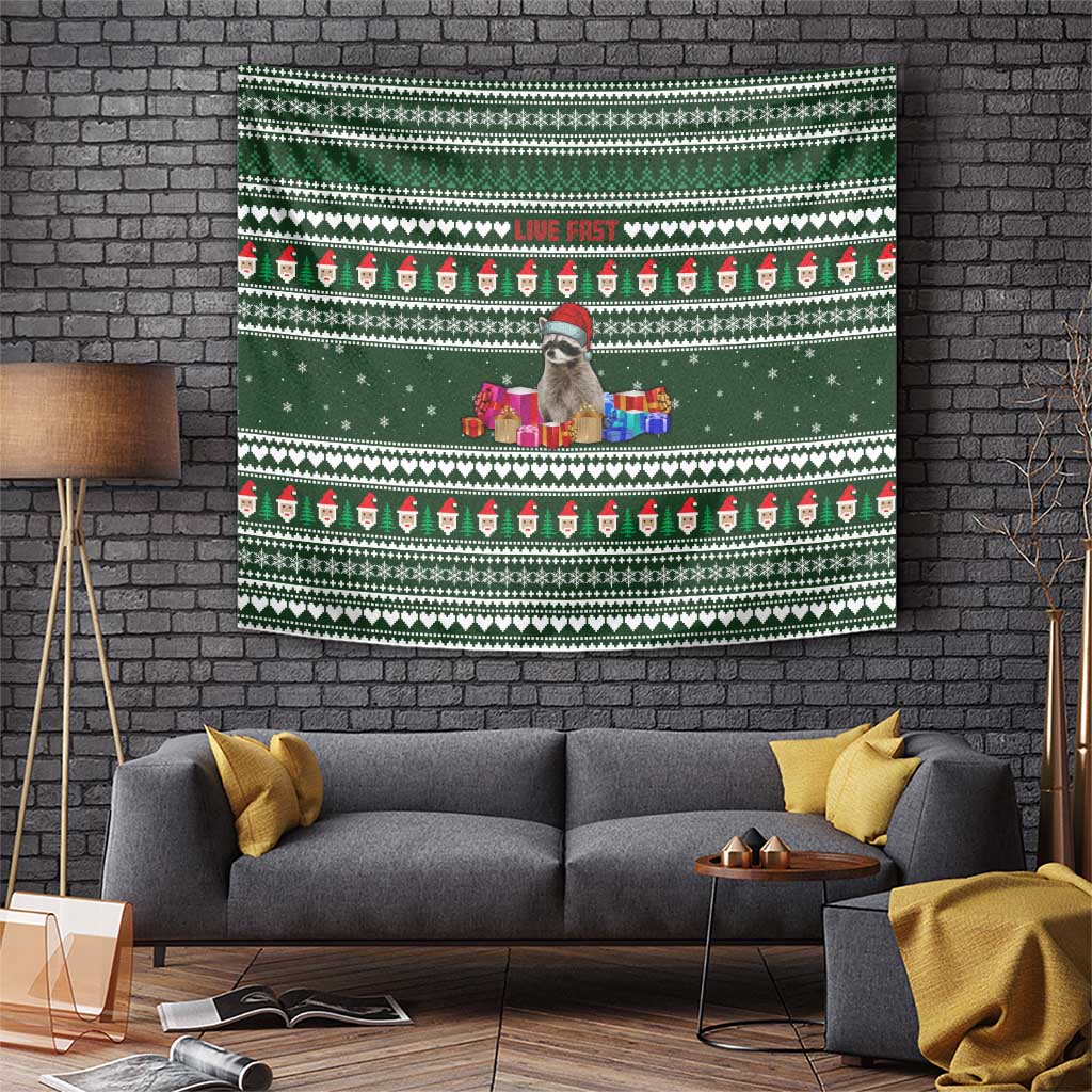 Sloth Christmas Tapestry with Santa Hat, Presents, and Festive Pattern - Wonder Print Shop