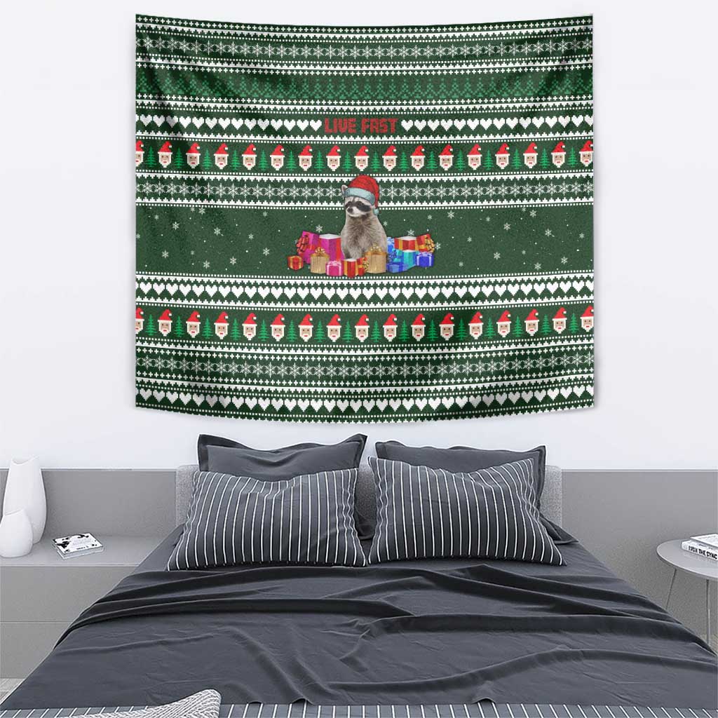 Sloth Christmas Tapestry with Santa Hat, Presents, and Festive Pattern - Wonder Print Shop