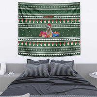 Sloth Christmas Tapestry with Santa Hat, Presents, and Festive Pattern - Wonder Print Shop