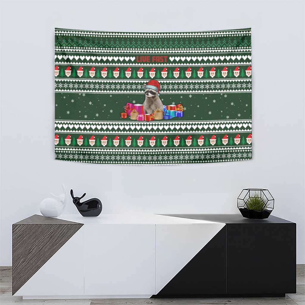 Sloth Christmas Tapestry with Santa Hat, Presents, and Festive Pattern - Wonder Print Shop
