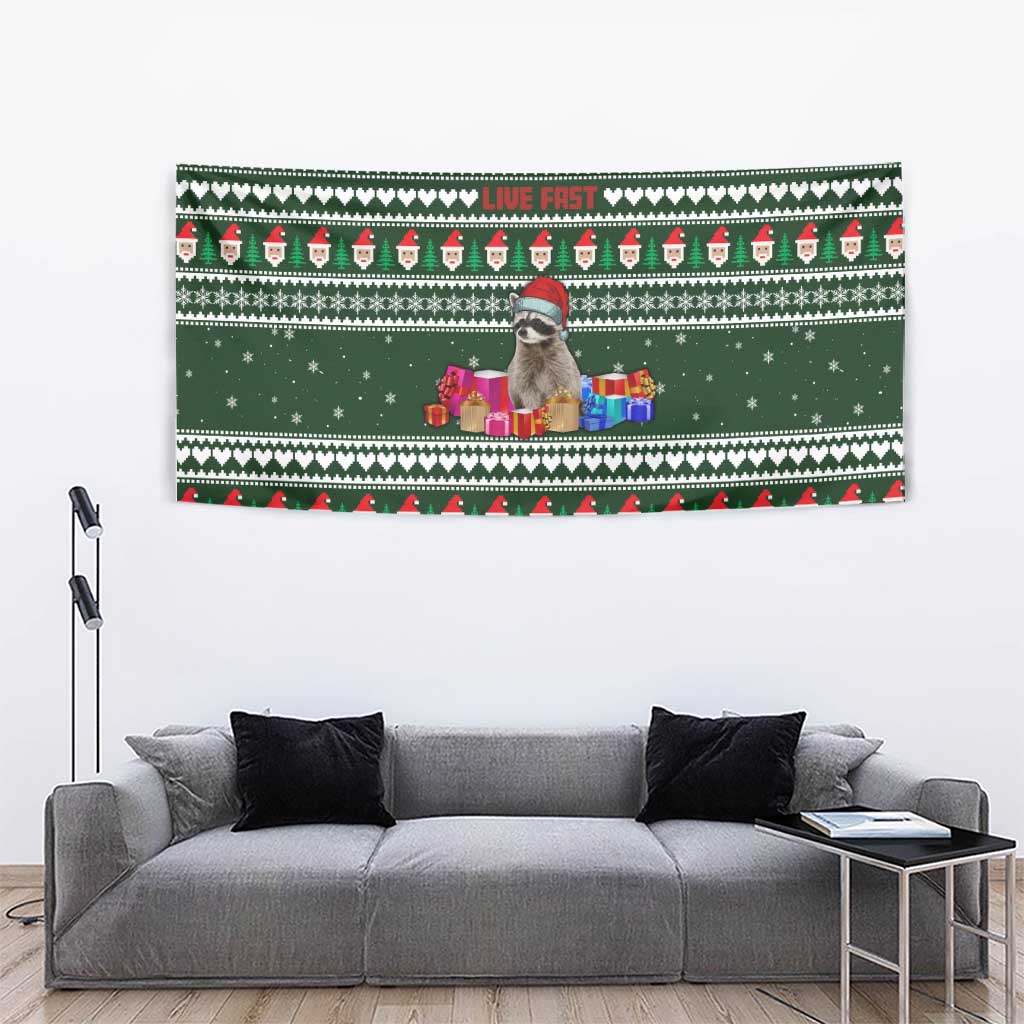 Sloth Christmas Tapestry with Santa Hat, Presents, and Festive Pattern - Wonder Print Shop