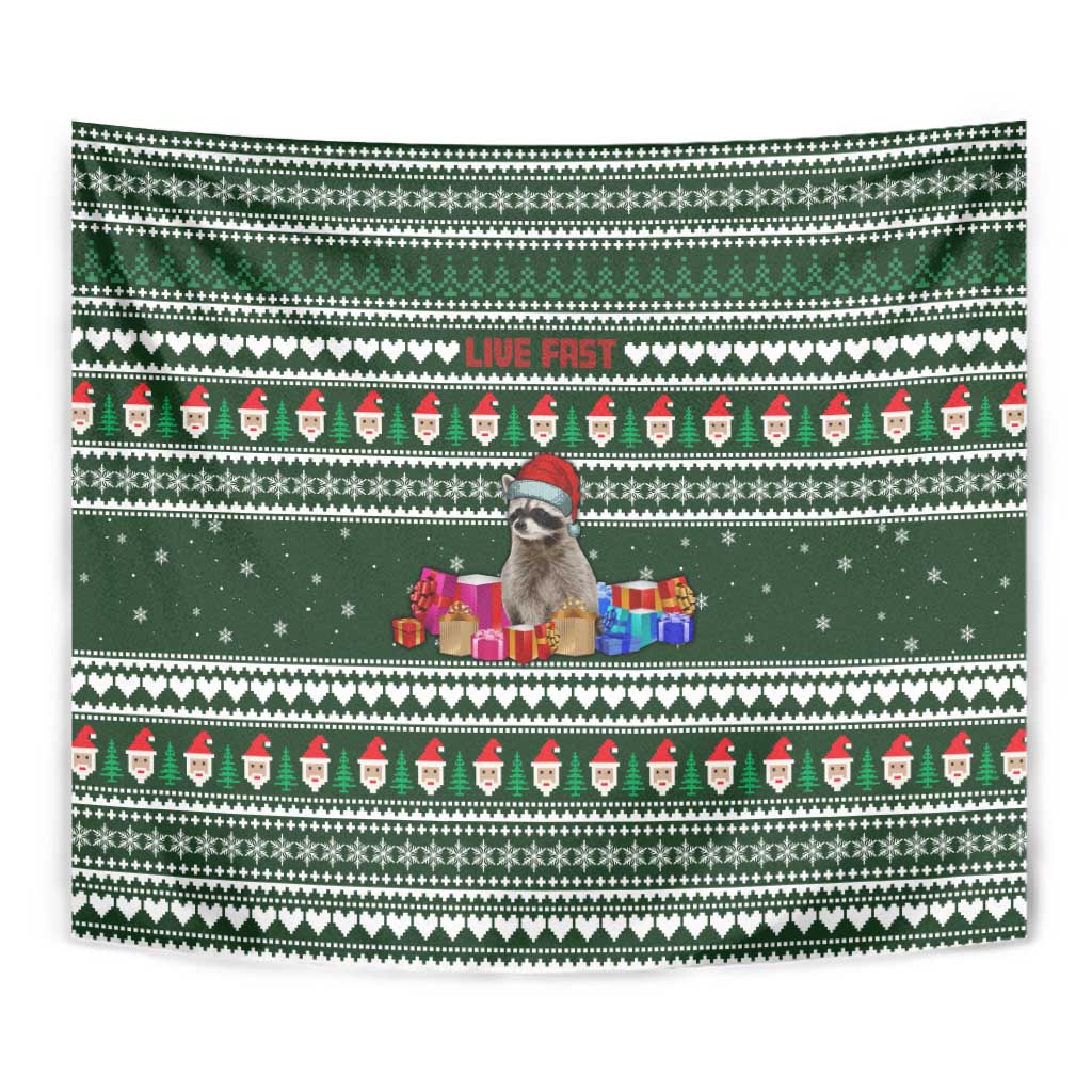 Sloth Christmas Tapestry with Santa Hat, Presents, and Festive Pattern - Wonder Print Shop