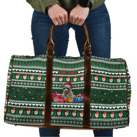 Sloth Christmas Travel Bag with Santa Hat, Presents, and Festive Pattern - Wonder Print Shop