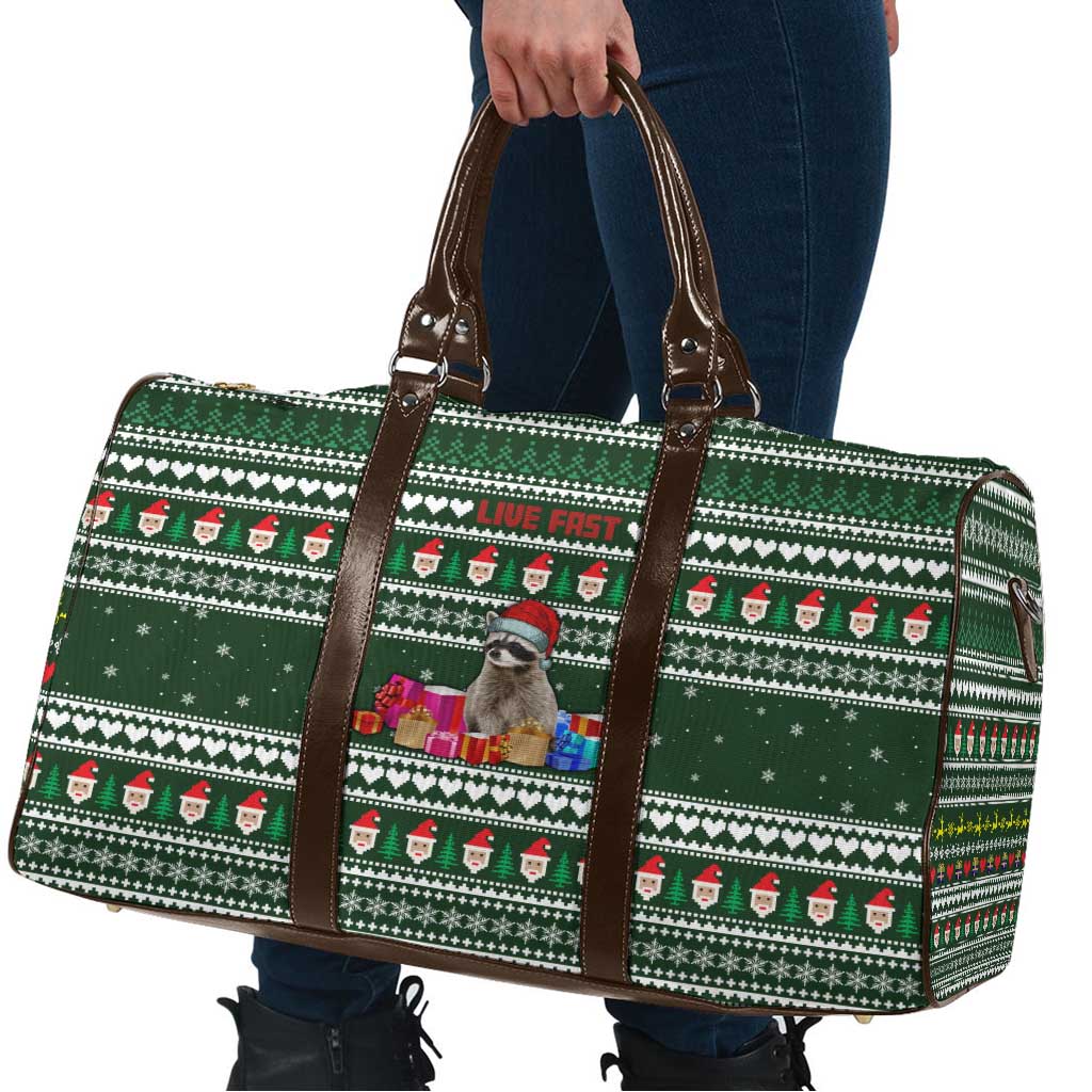Sloth Christmas Travel Bag with Santa Hat, Presents, and Festive Pattern - Wonder Print Shop