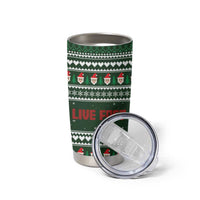 Sloth Christmas Tumbler Cup with Santa Hat, Presents, and Festive Pattern - Wonder Print Shop