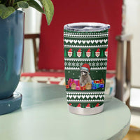Sloth Christmas Tumbler Cup with Santa Hat, Presents, and Festive Pattern - Wonder Print Shop