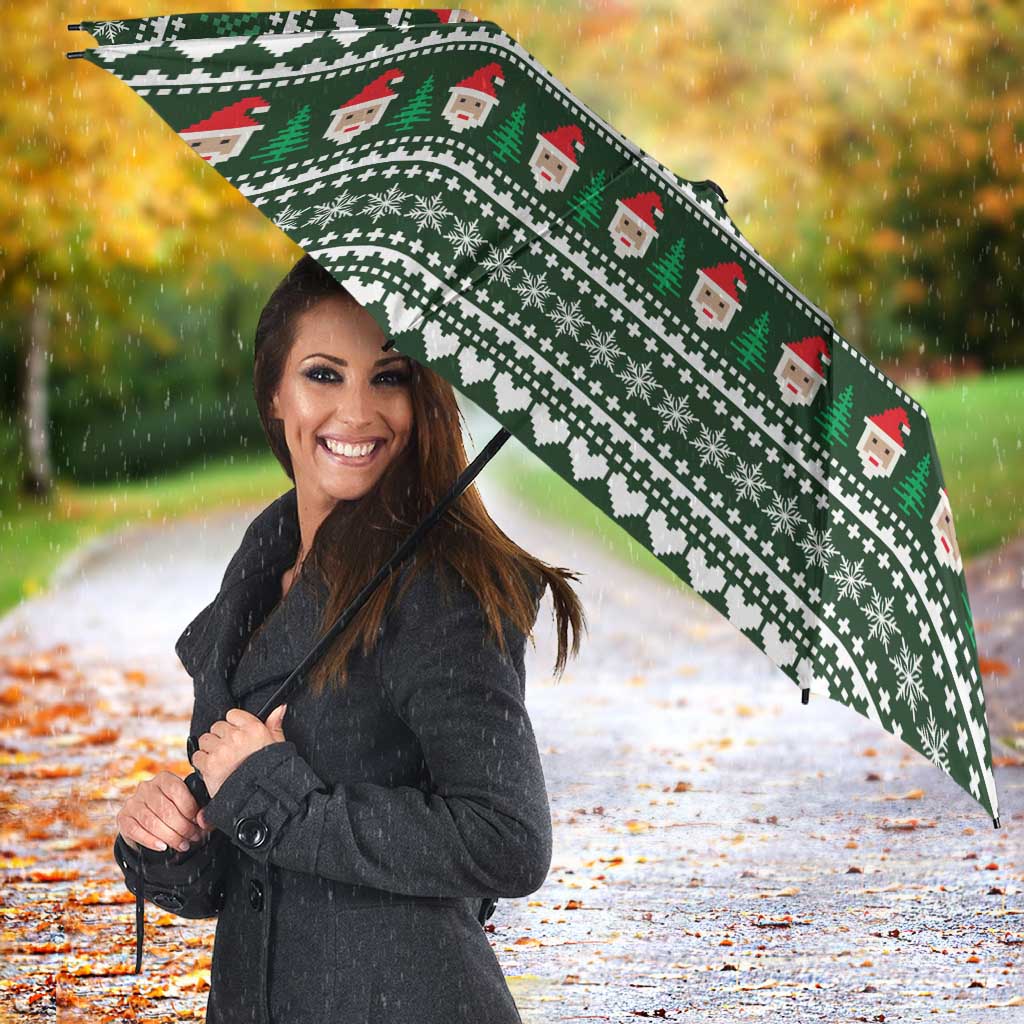 Sloth Christmas Umbrella with Santa Hat, Presents, and Festive Pattern - Wonder Print Shop