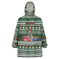 Sloth Christmas Wearable Blanket Hoodie with Santa Hat, Presents, and Festive Pattern - Wonder Print Shop