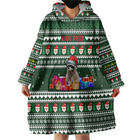 Sloth Christmas Wearable Blanket Hoodie with Santa Hat, Presents, and Festive Pattern - Wonder Print Shop
