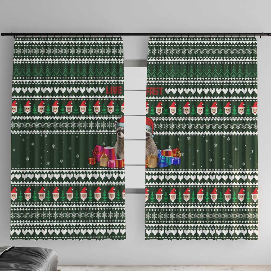 Sloth Christmas Window Curtain with Santa Hat, Presents, and Festive Pattern - Wonder Print Shop