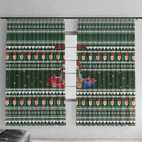 Sloth Christmas Window Curtain with Santa Hat, Presents, and Festive Pattern - Wonder Print Shop