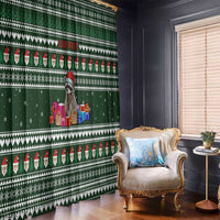 Sloth Christmas Window Curtain with Santa Hat, Presents, and Festive Pattern - Wonder Print Shop