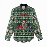 Sloth Christmas Women Casual Shirt with Santa Hat, Presents, and Festive Pattern - Wonder Print Shop