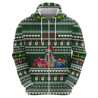 Sloth Christmas Zip Hoodie with Santa Hat, Presents, and Festive Pattern - Wonder Print Shop