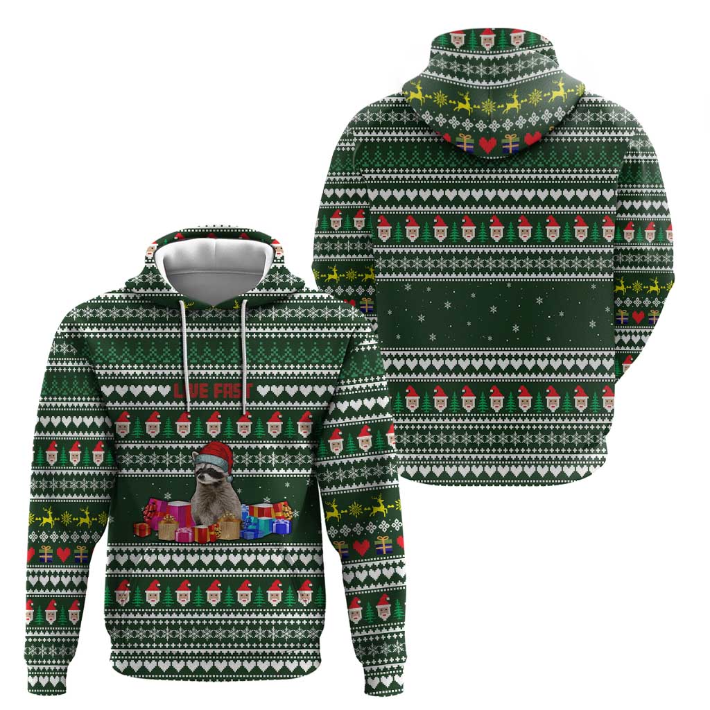 Sloth Christmas Zip Hoodie with Santa Hat, Presents, and Festive Pattern - Wonder Print Shop