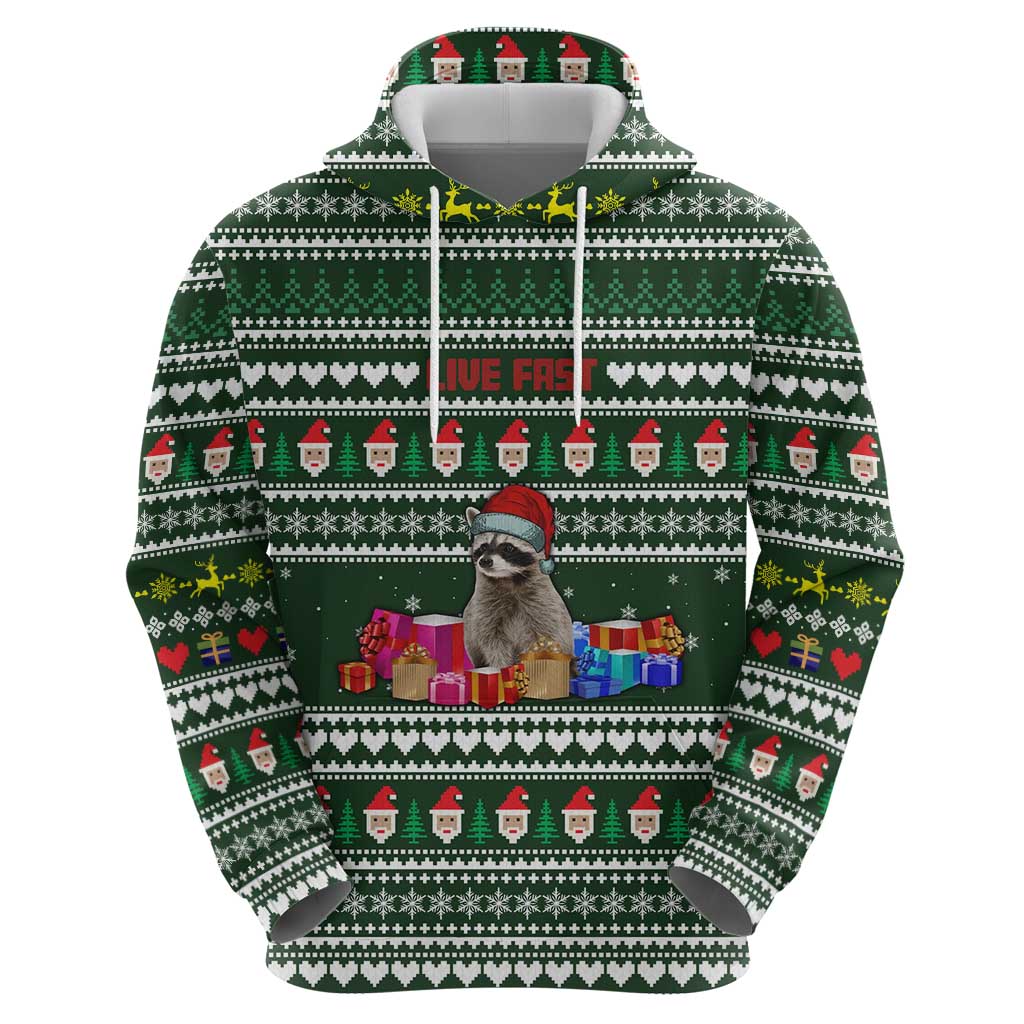 Sloth Christmas Zip Hoodie with Santa Hat, Presents, and Festive Pattern - Wonder Print Shop