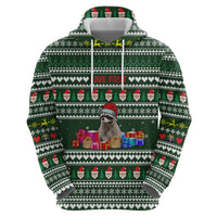 Sloth Christmas Zip Hoodie with Santa Hat, Presents, and Festive Pattern - Wonder Print Shop