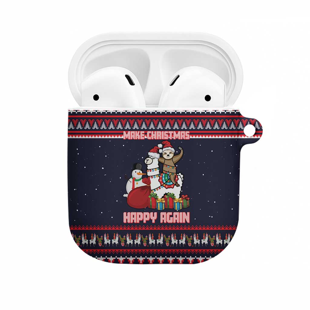 Llama and Snowman AirPods Case with Gifts and Nordic Pattern - Wonder Print Shop