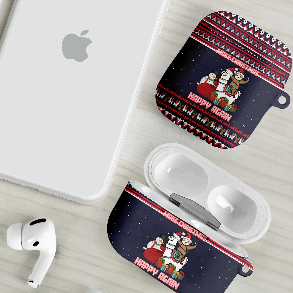 Llama and Snowman AirPods Case with Gifts and Nordic Pattern - Wonder Print Shop