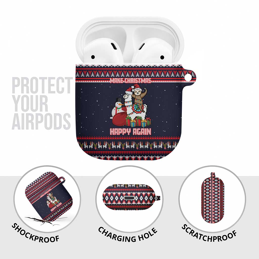 Llama and Snowman AirPods Case with Gifts and Nordic Pattern - Wonder Print Shop