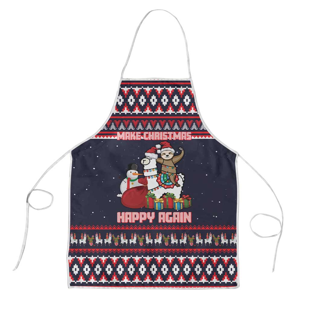 Llama and Snowman Apron with Gifts and Nordic Pattern - Wonder Print Shop