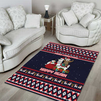 Llama and Snowman Area Rug with Gifts and Nordic Pattern - Wonder Print Shop
