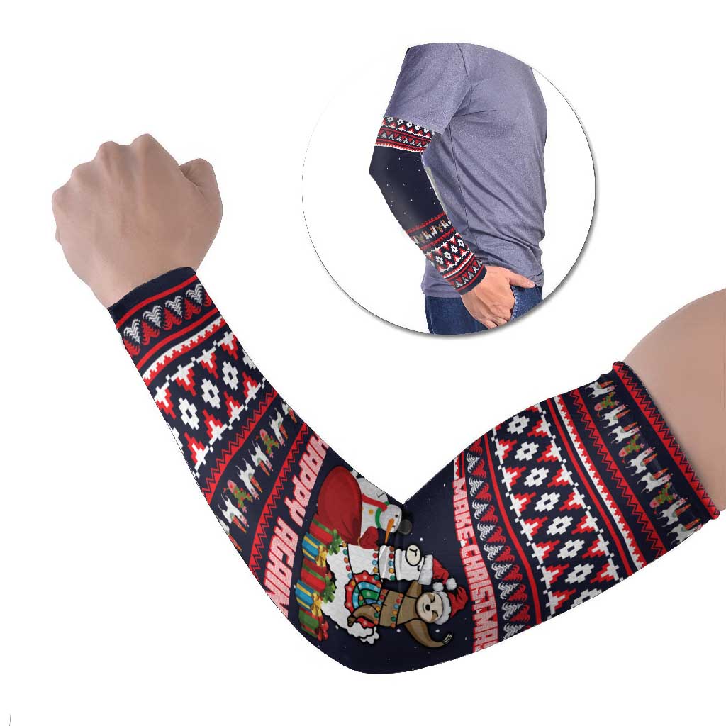 Llama and Snowman Arm Sleeves with Gifts and Nordic Pattern - Wonder Print Shop