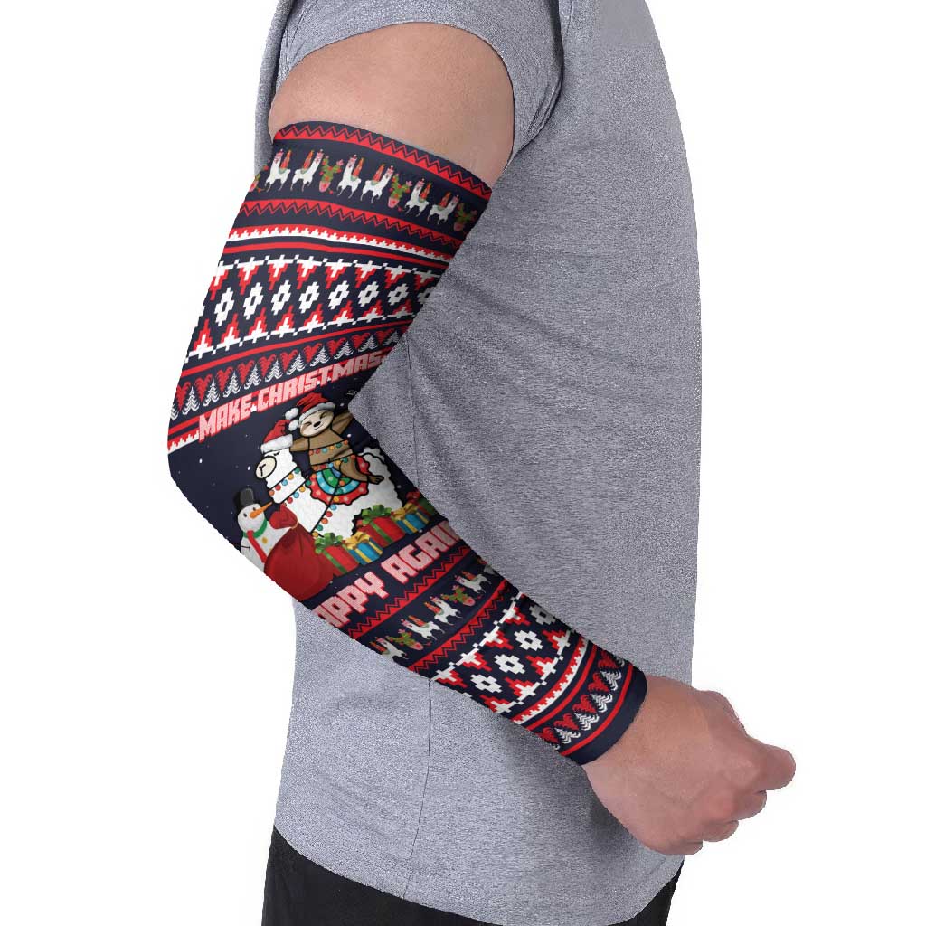 Llama and Snowman Arm Sleeves with Gifts and Nordic Pattern - Wonder Print Shop