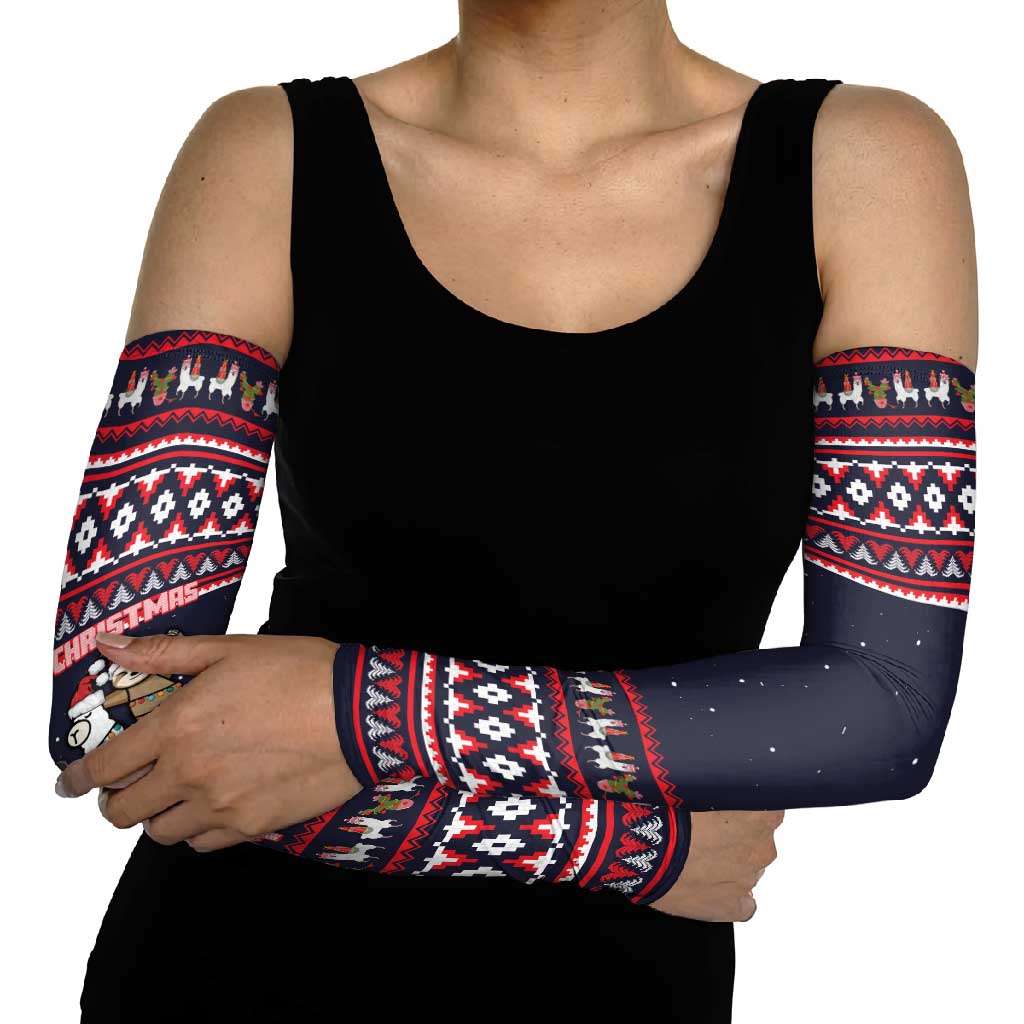 Llama and Snowman Arm Sleeves with Gifts and Nordic Pattern - Wonder Print Shop