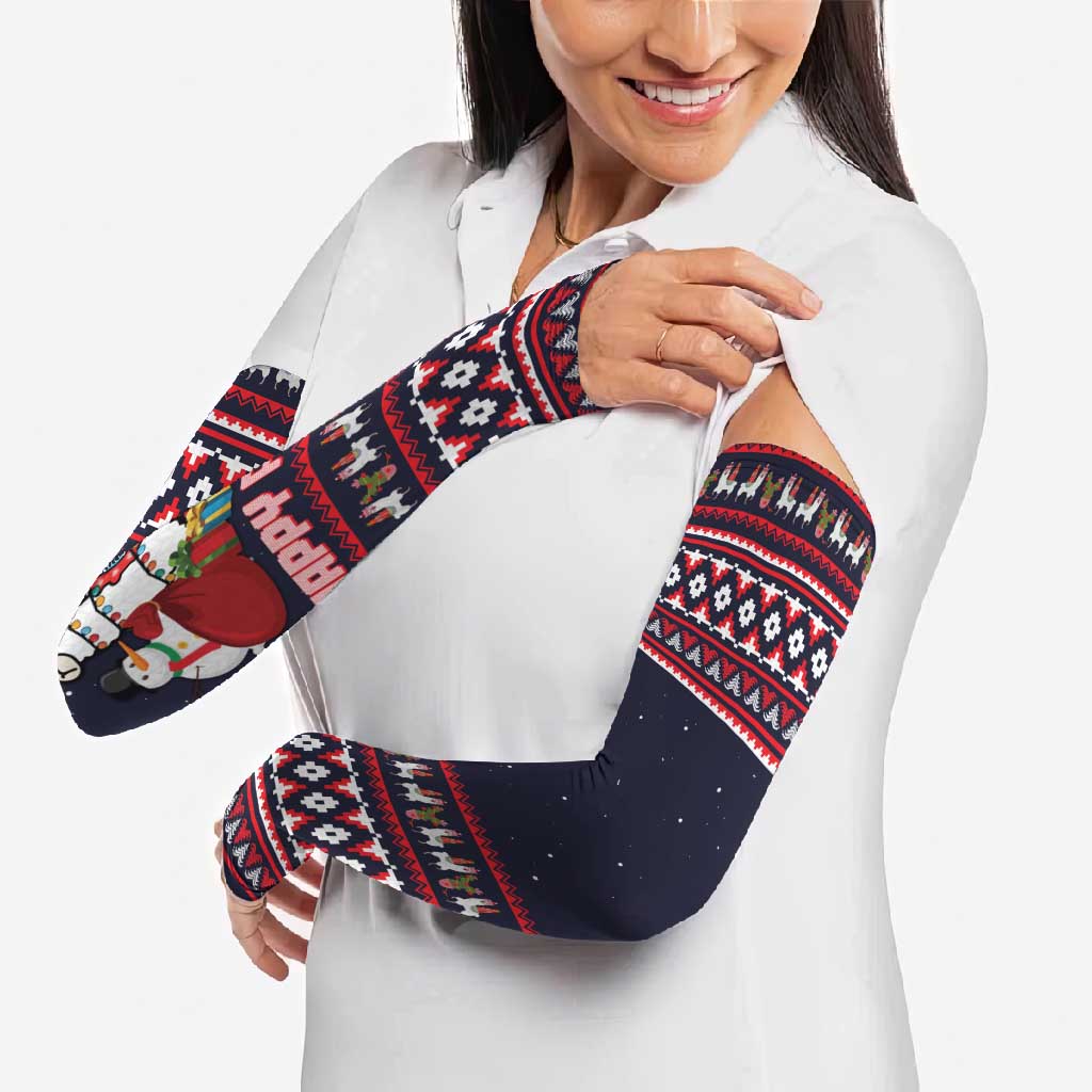 Llama and Snowman Arm Sleeves with Gifts and Nordic Pattern - Wonder Print Shop
