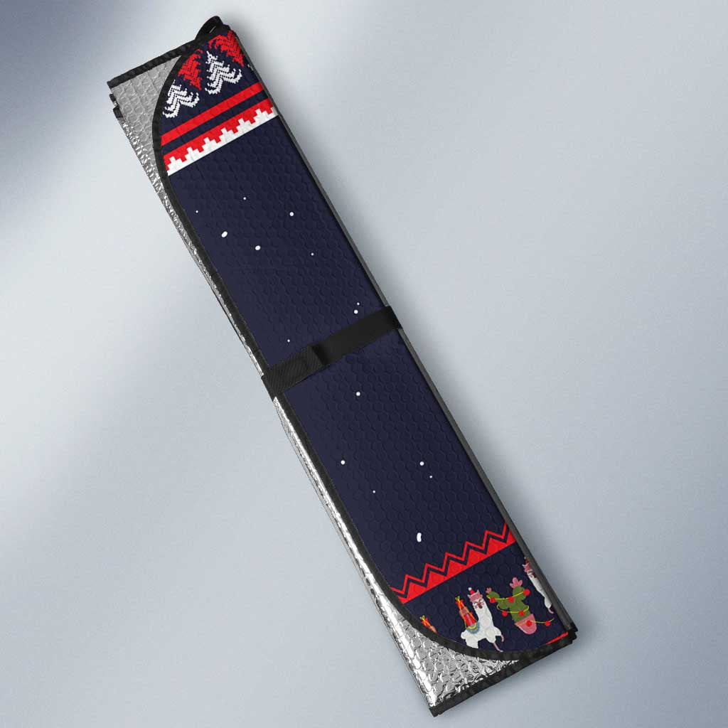 Llama and Snowman Auto Sun Shade with Gifts and Nordic Pattern - Wonder Print Shop