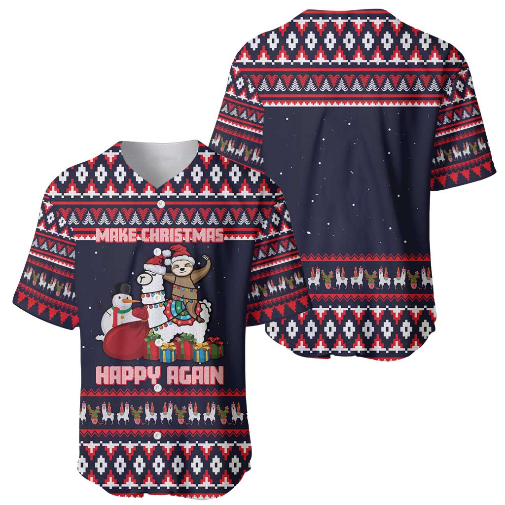 Llama and Snowman Baseball Jersey with Gifts and Nordic Pattern - Wonder Print Shop