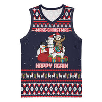 Llama and Snowman Basketball Jersey with Gifts and Nordic Pattern - Wonder Print Shop