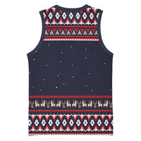 Llama and Snowman Basketball Jersey with Gifts and Nordic Pattern - Wonder Print Shop