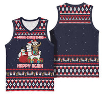 Llama and Snowman Basketball Jersey with Gifts and Nordic Pattern - Wonder Print Shop