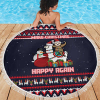 Llama and Snowman Beach Blanket with Gifts and Nordic Pattern - Wonder Print Shop