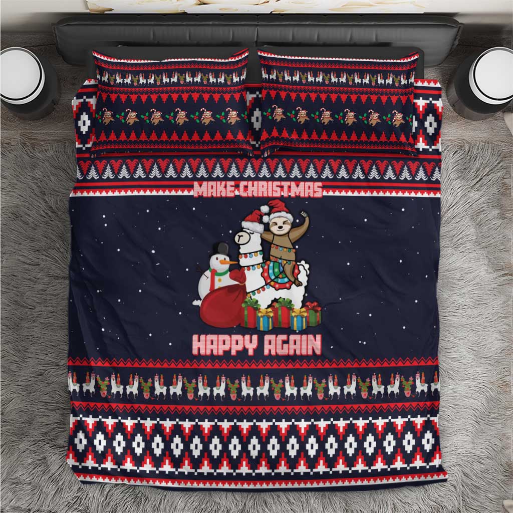 Llama and Snowman Bedding Set with Gifts and Nordic Pattern - Wonder Print Shop