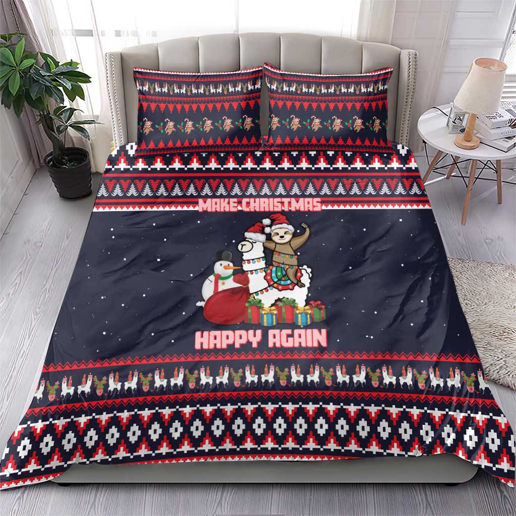 Llama and Snowman Bedding Set with Gifts and Nordic Pattern - Wonder Print Shop