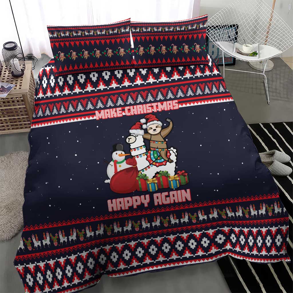 Llama and Snowman Bedding Set with Gifts and Nordic Pattern - Wonder Print Shop