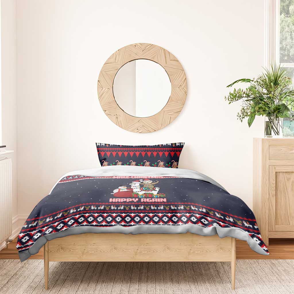 Llama and Snowman Bedding Set with Gifts and Nordic Pattern - Wonder Print Shop
