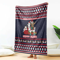 Llama and Snowman Blanket with Gifts and Nordic Pattern - Wonder Print Shop