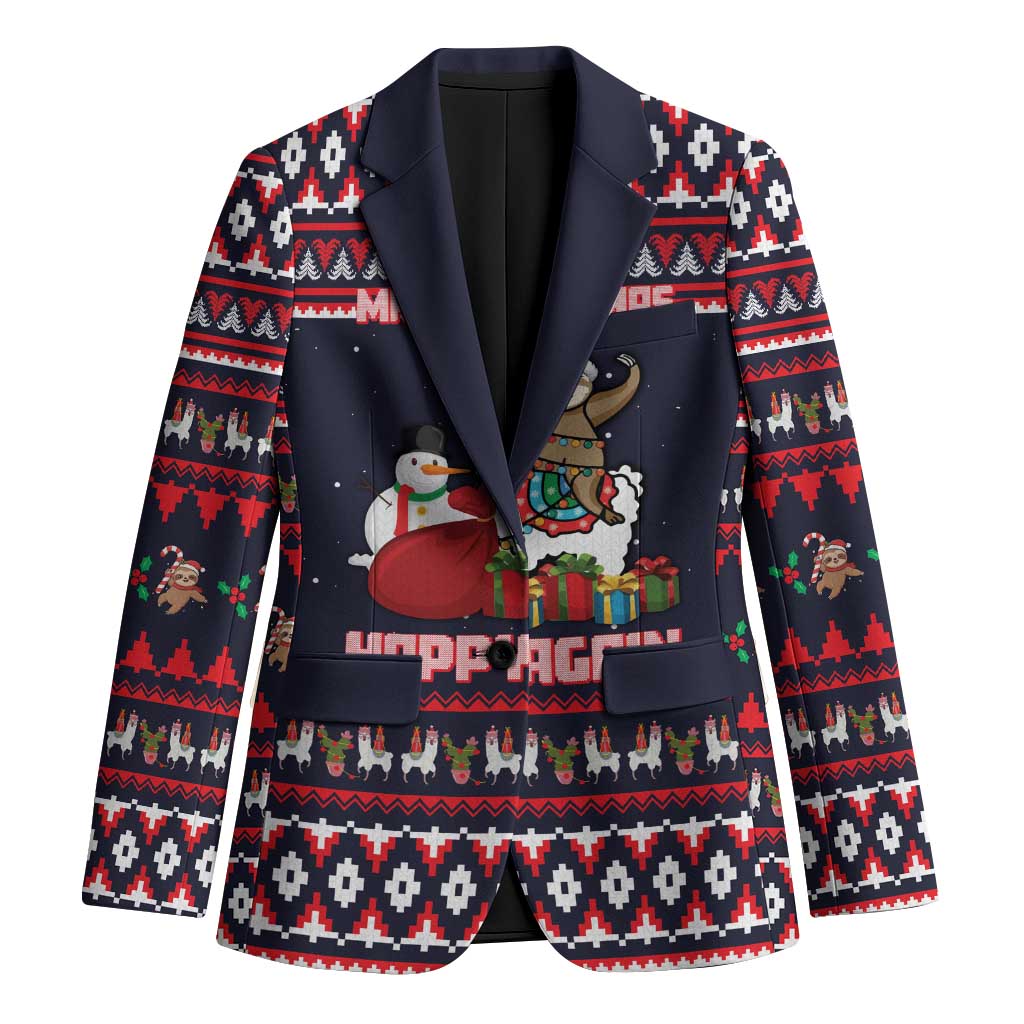 Llama and Snowman Blazer with Gifts and Nordic Pattern - Wonder Print Shop