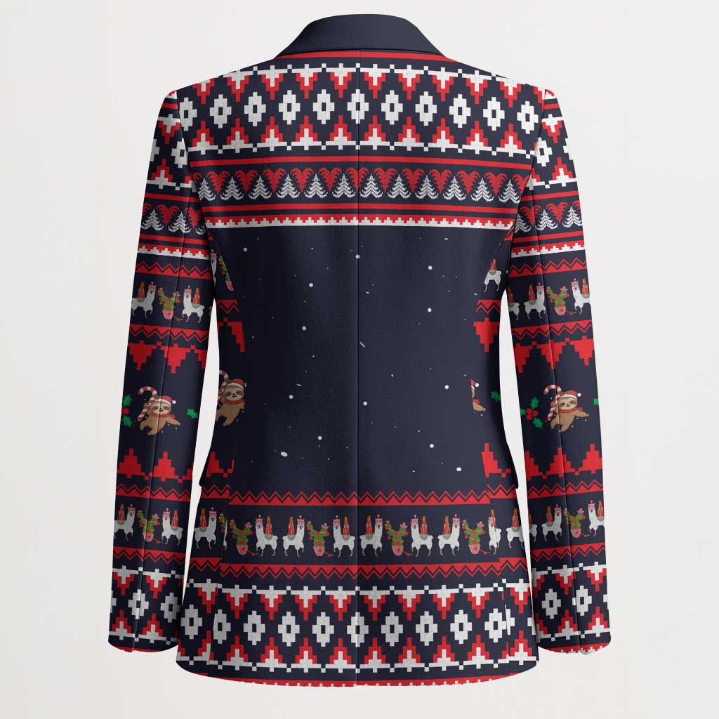 Llama and Snowman Blazer with Gifts and Nordic Pattern - Wonder Print Shop