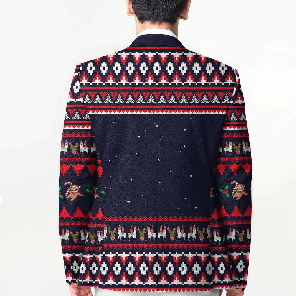 Llama and Snowman Blazer with Gifts and Nordic Pattern - Wonder Print Shop