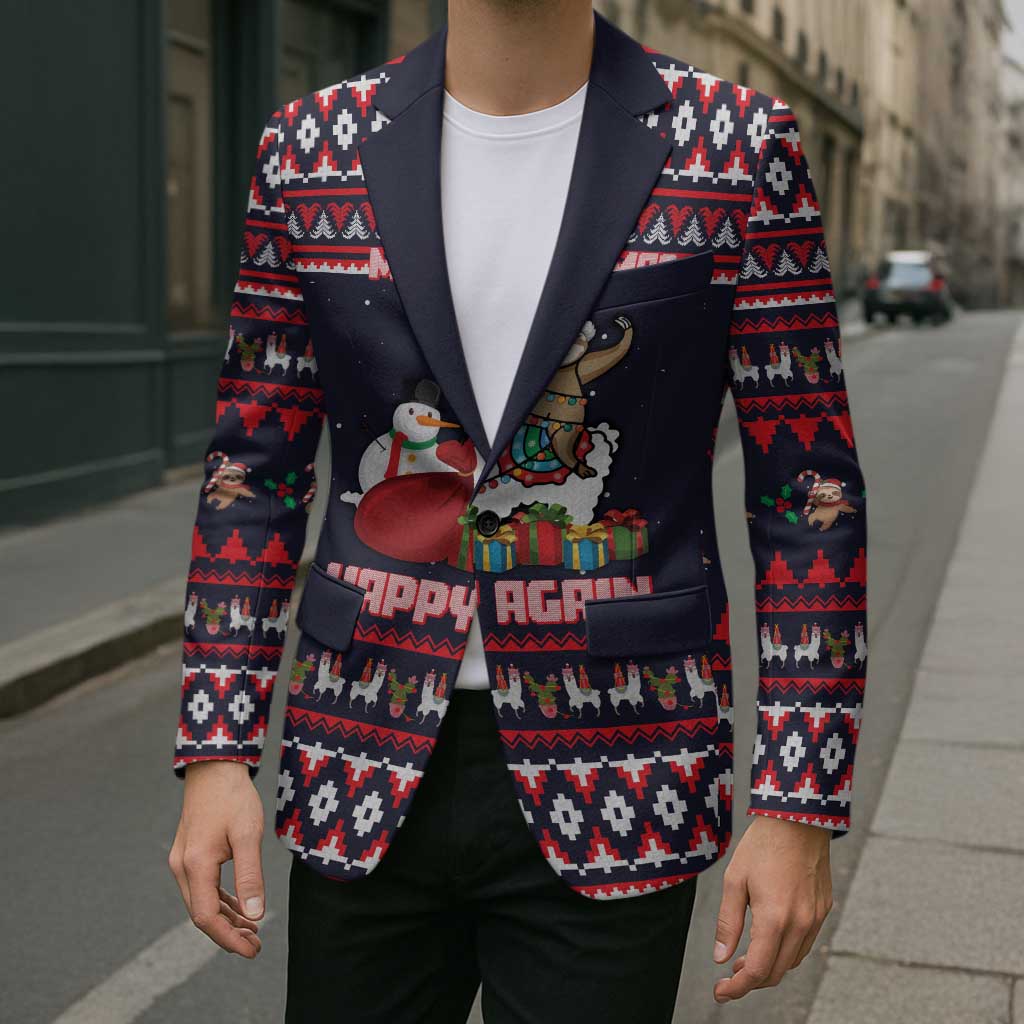 Llama and Snowman Blazer with Gifts and Nordic Pattern - Wonder Print Shop