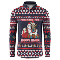 Llama and Snowman Button Sweatshirt with Gifts and Nordic Pattern - Wonder Print Shop