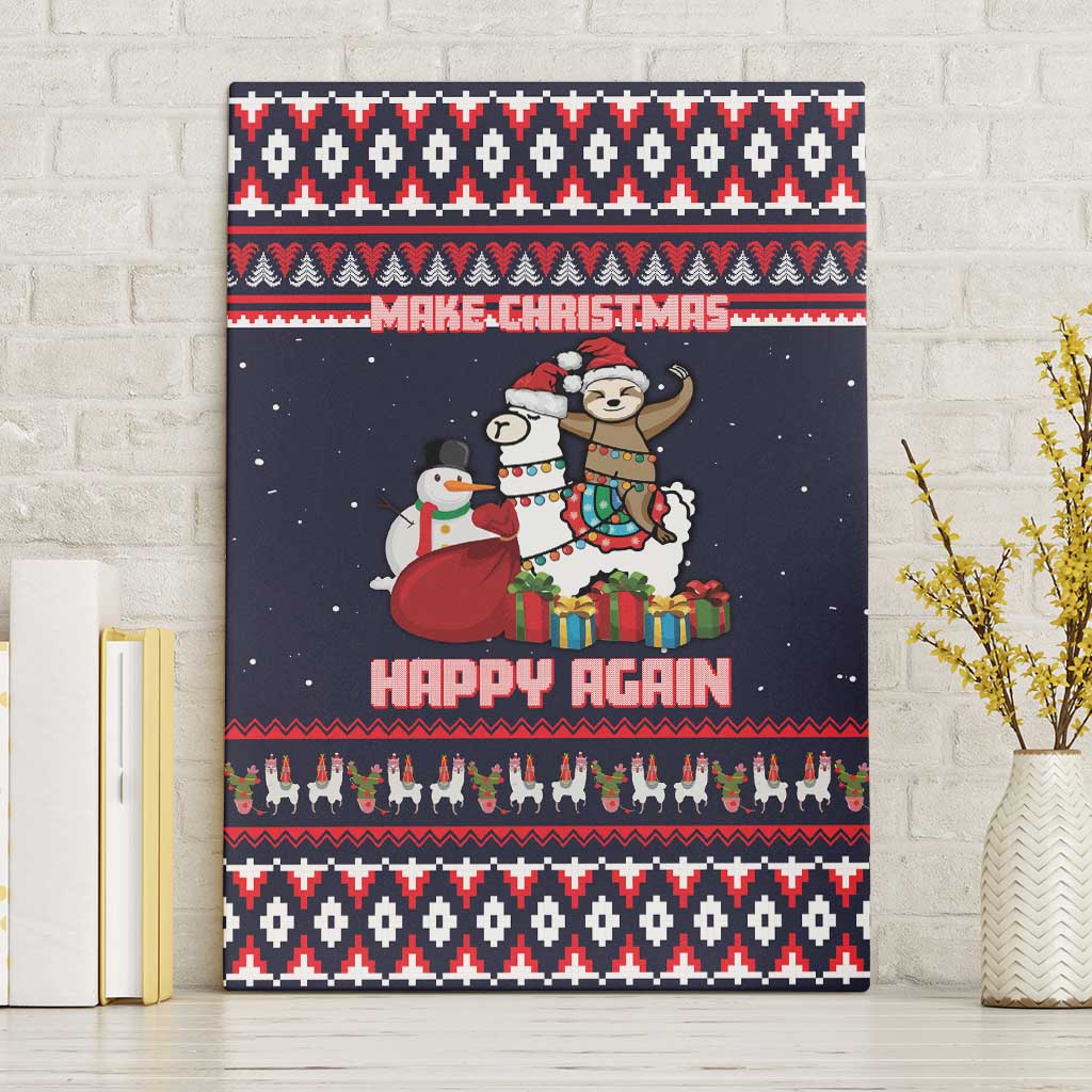 Llama and Snowman Canvas Wall Art with Gifts and Nordic Pattern - Wonder Print Shop
