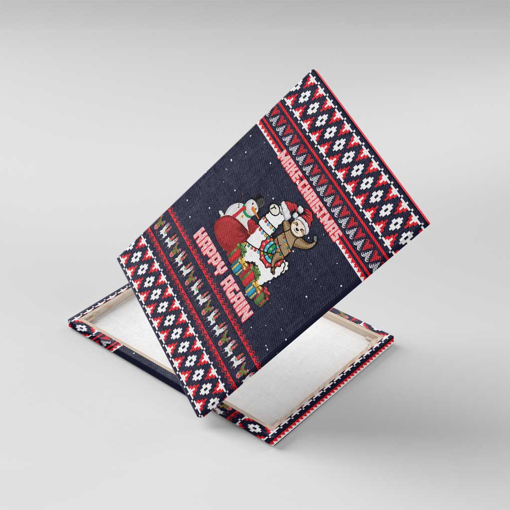 Llama and Snowman Canvas Wall Art with Gifts and Nordic Pattern - Wonder Print Shop