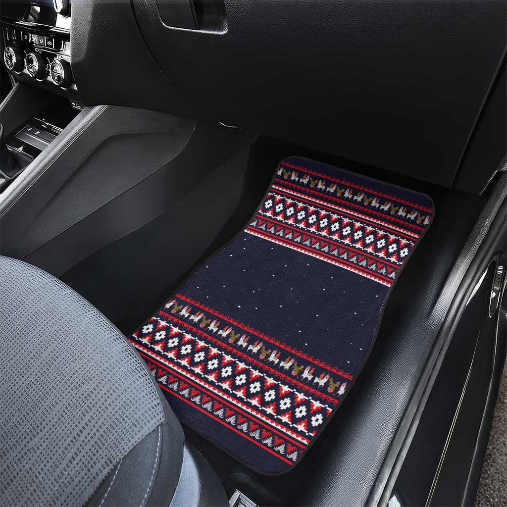 Llama and Snowman Car Mats with Gifts and Nordic Pattern - Wonder Print Shop